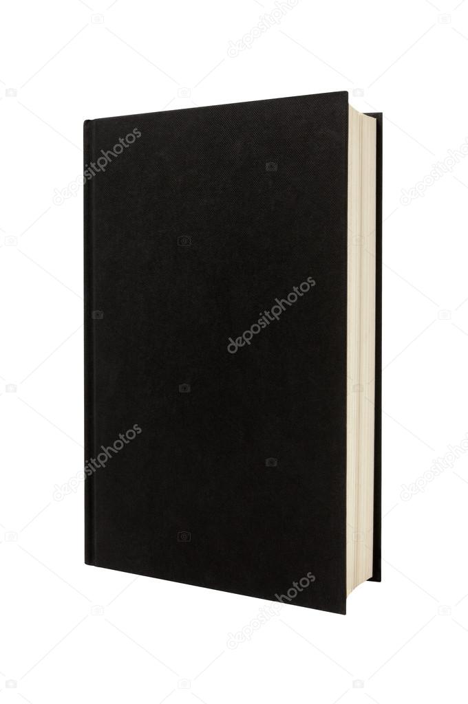 Black plain hardcover book or bible front cover upright vertical