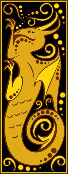 Stilize Çin burç siyah ve altın - dragon