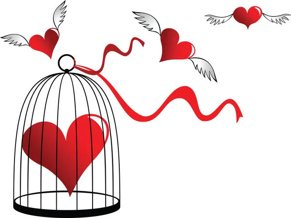 Hjärtat i en bur — Stock vektor