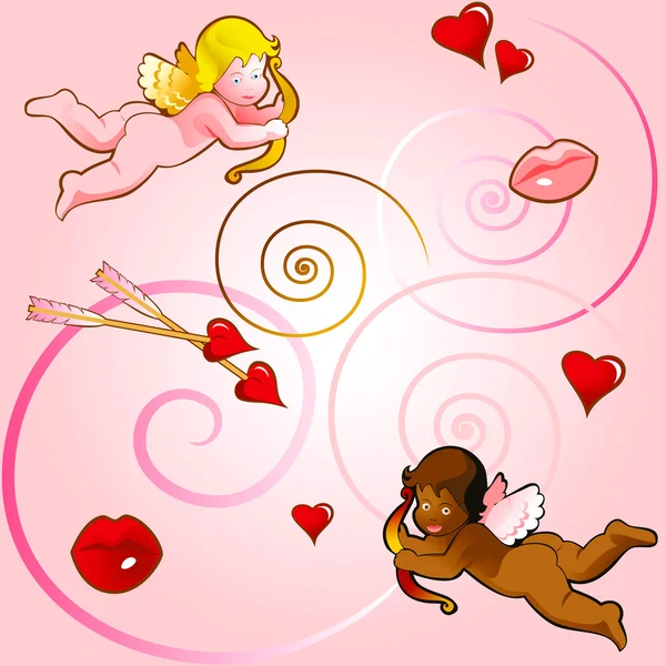 Seamless background with cupids — Stock Vector