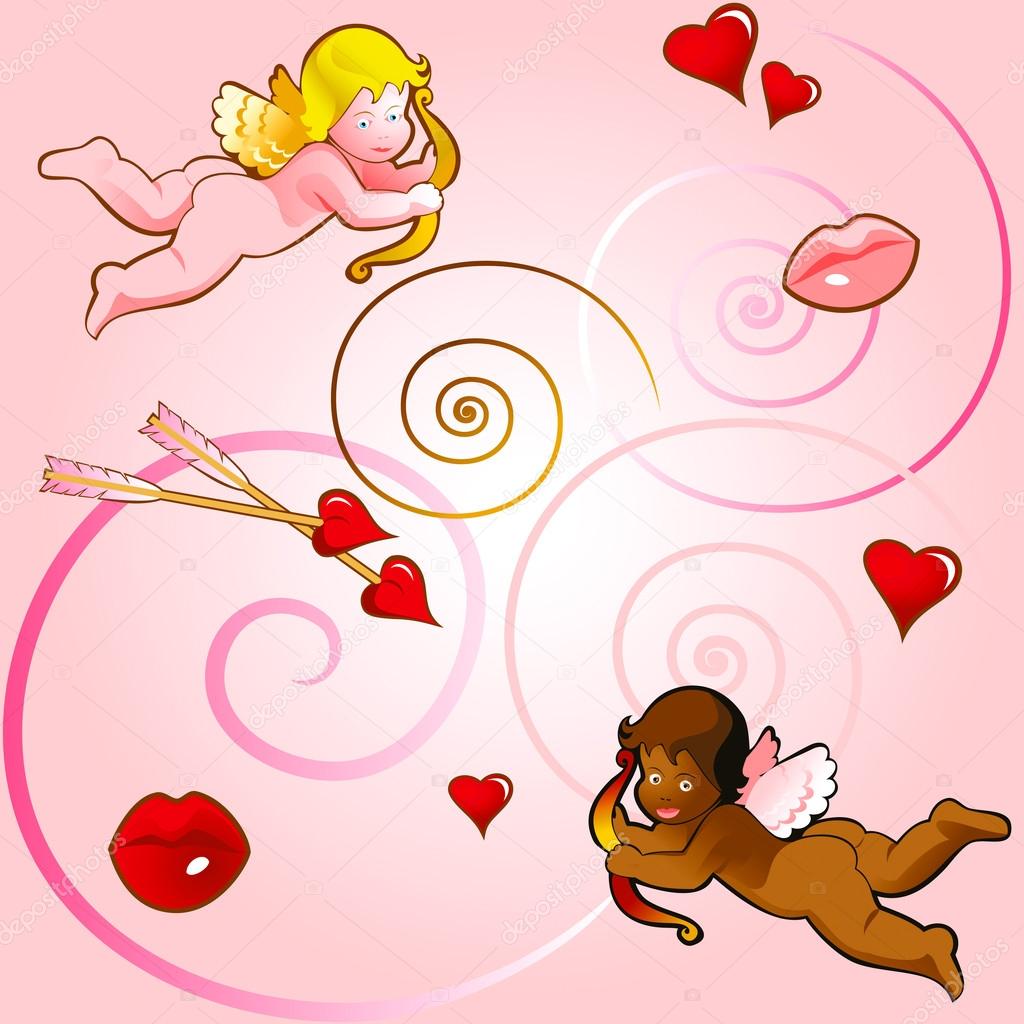 Seamless background with cupids