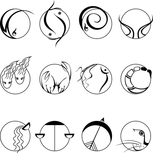 Uppsättning symboler Zodiac — Stock vektor