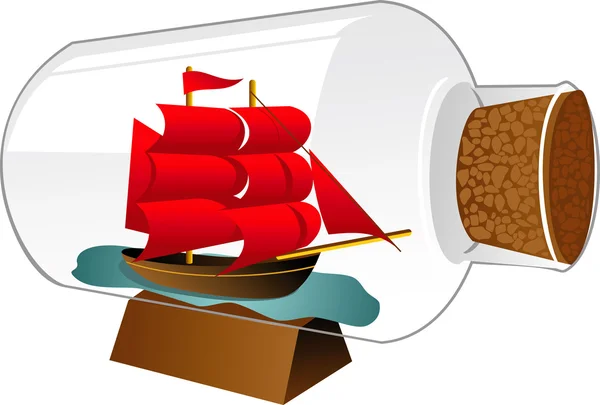 Schip boot in een fles — Stockvector