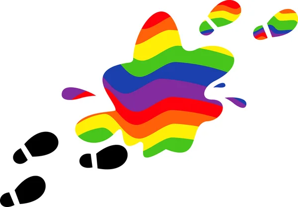 Bir su birikintisi yazdırma ayaklarda Rainbow