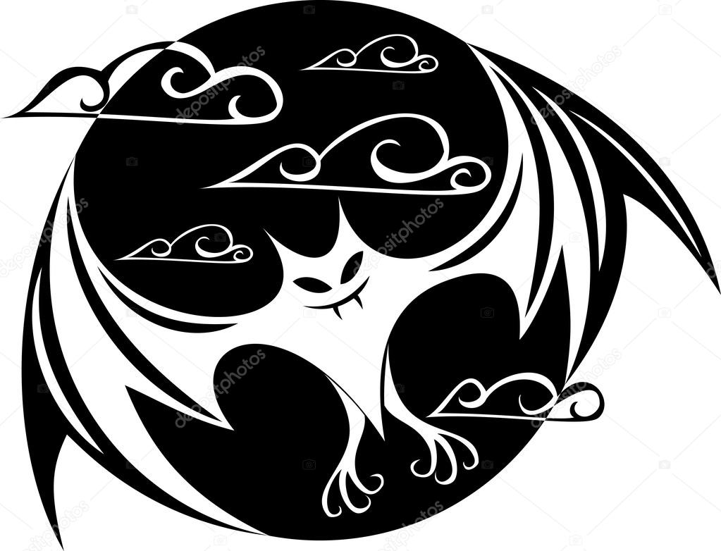 Stylized image of a bat in the circle