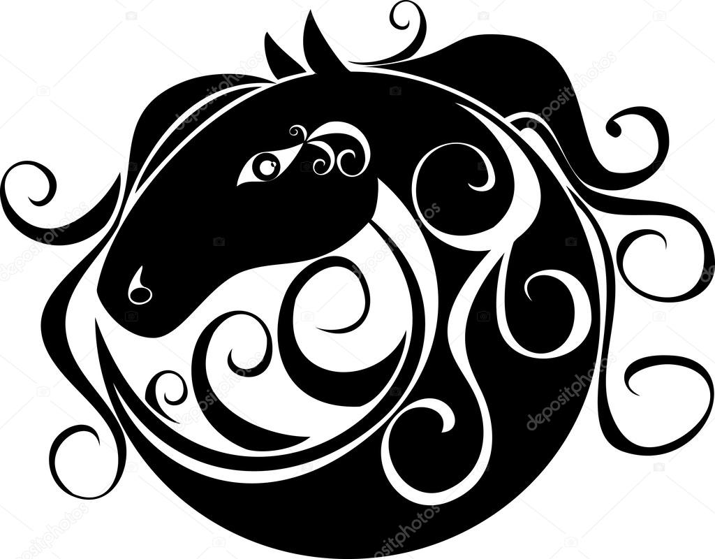 Stylized image of a horse's head in a circle