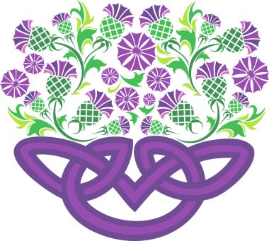 Çiçekler thistle sepet şeklinde Celtic knot