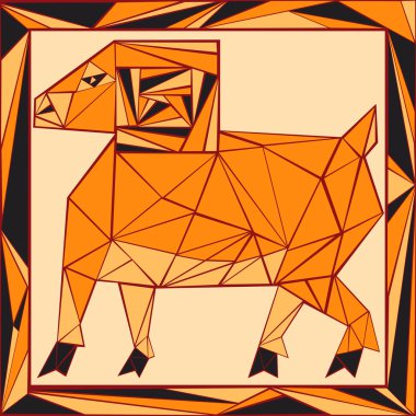 Cam - lekeli stilize Çin burç Koç