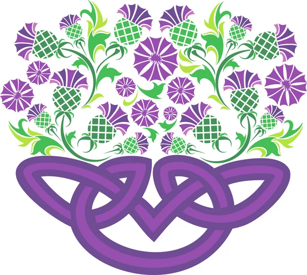 Çiçekler thistle sepet şeklinde Celtic knot