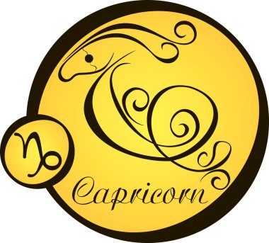 Sarı bir daire içinde - Oğlak stilize zodyak işaretleri