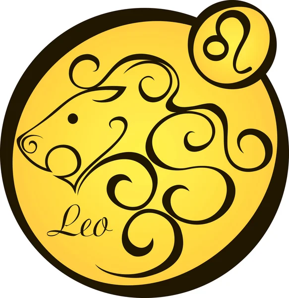 Signos del zodiaco estilizados en un círculo amarillo - leo — Vector de stock