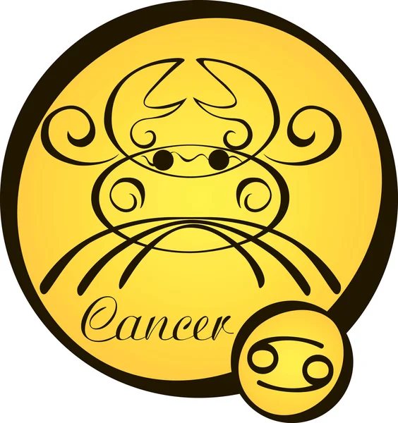 Los signos estilizados del zodiaco en el círculo amarillo - el cáncer — Archivo Imágenes Vectoriales