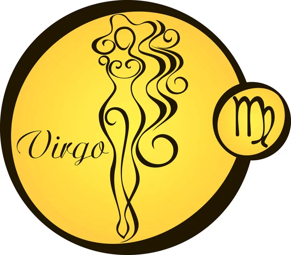 Segni zodiacali stilizzati in un cerchio giallo - virgo — Vettoriale Stock