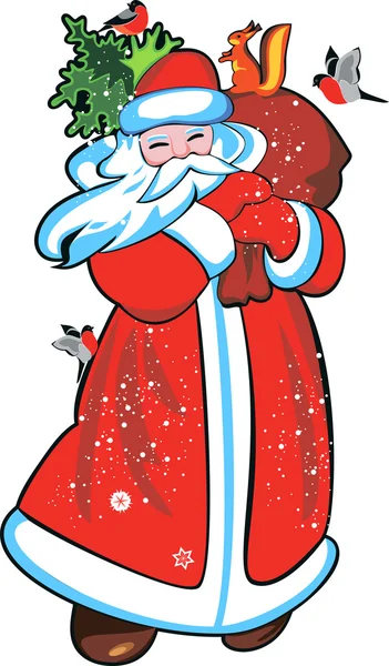 Noel Baba Noel ağacı, bir çanta ve orman hayvanları