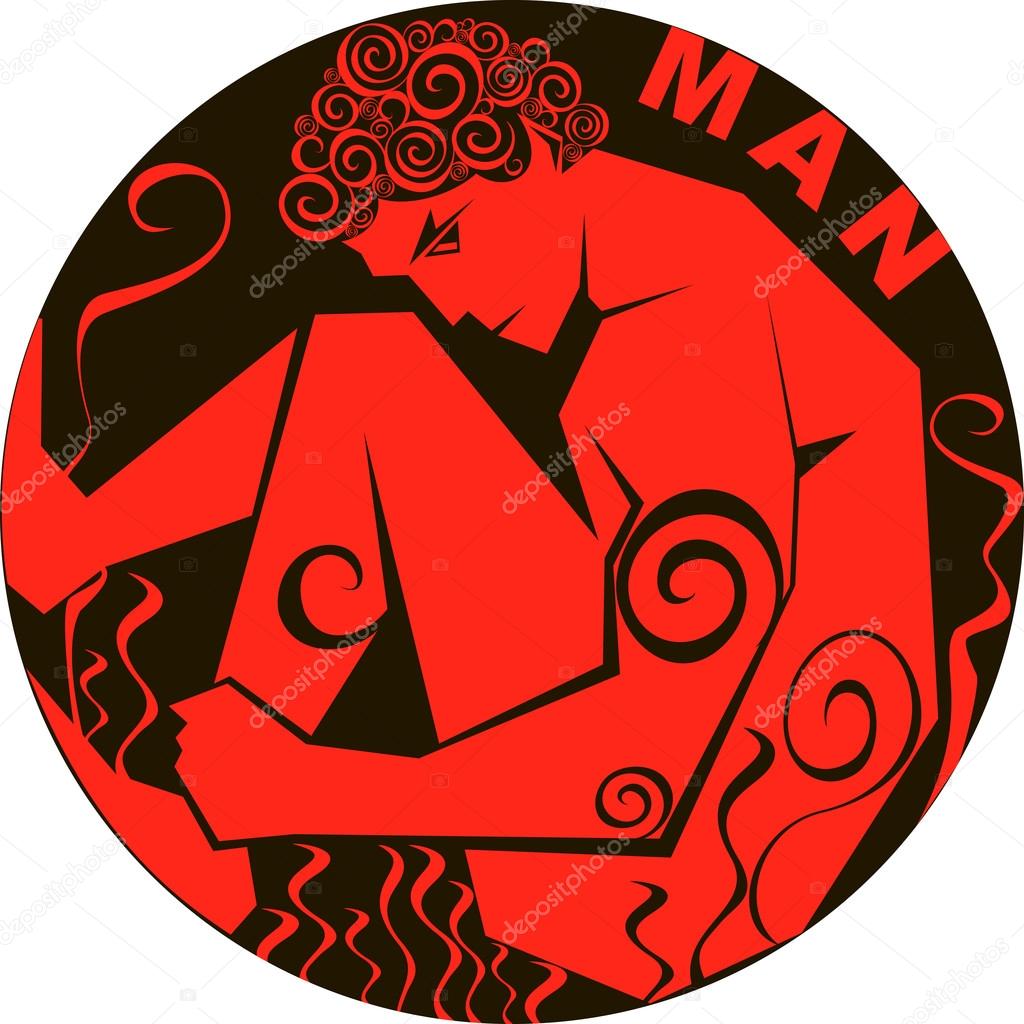Stylized image of a man in a circle