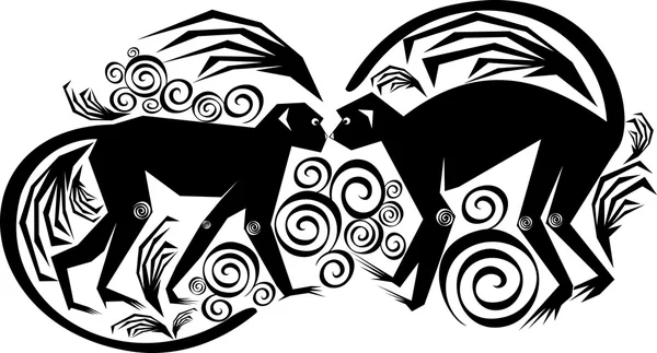 Un couple singes — Image vectorielle