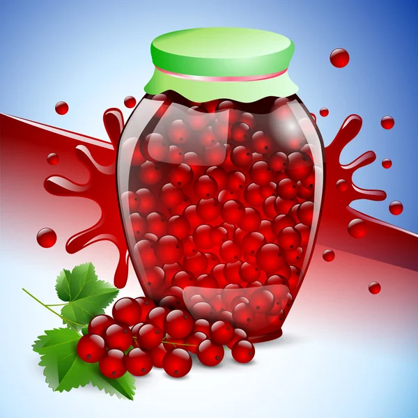Bank merah currant selai buah berry makanan - Stok Vektor