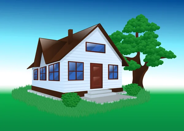 Garden tree house exterior grass nature bush — Stock Illustration Garden tree house exterior grass nature bush Royalty Free Stock Illustrations