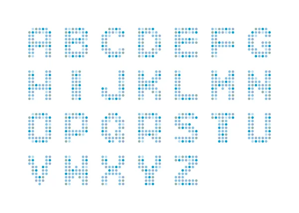 Bokstaven anger alfabetet prickar web infographic blå — Stock vektor