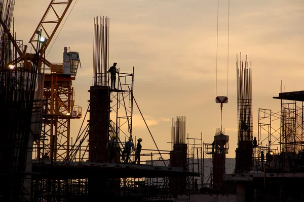 Silhouette Construct site worker builte — Stock Photo, Image