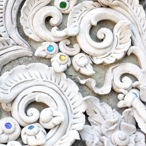 Stucco bianco scultura decorativo disegno della parete modello — Foto Stock