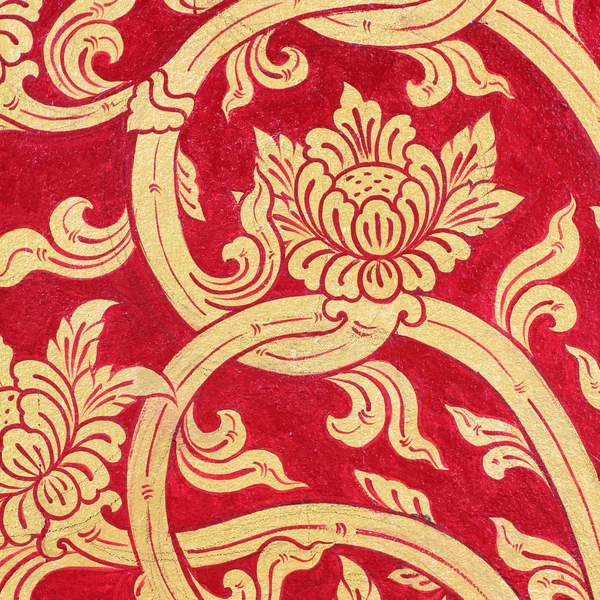 Тайське мистецтво червона золота фарба для стін — стокове фото