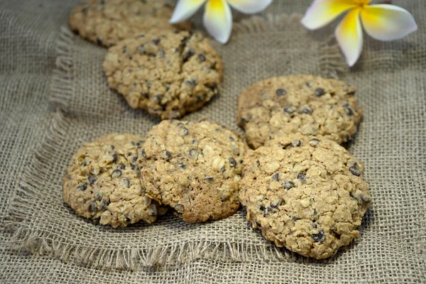 Cookie on  burlap cloth — Stock Photo, Image