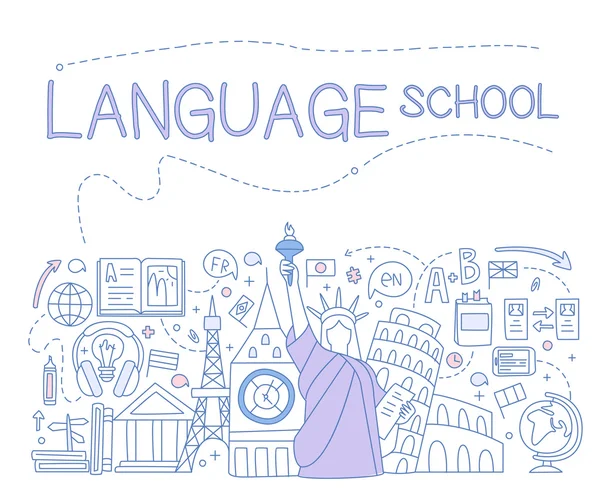 Language School Infographics — Stock Vector