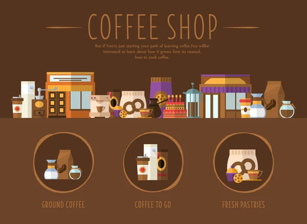 Coffee Shop. Flat Vector Illustration — Stock Vector