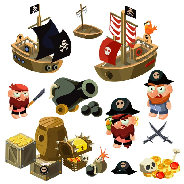 Pirate set. Vektor illustration. — Stock vektor