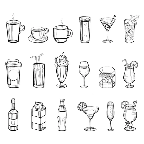 Drinks Doodle Set. — Stock Vector