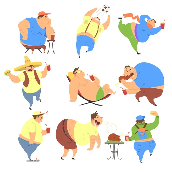 Overweight People. Vector Set — Stock Vector