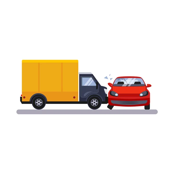 Auta a dopravní problém s nákladním automobilem. Vektorové ilustrace — Stockový vektor