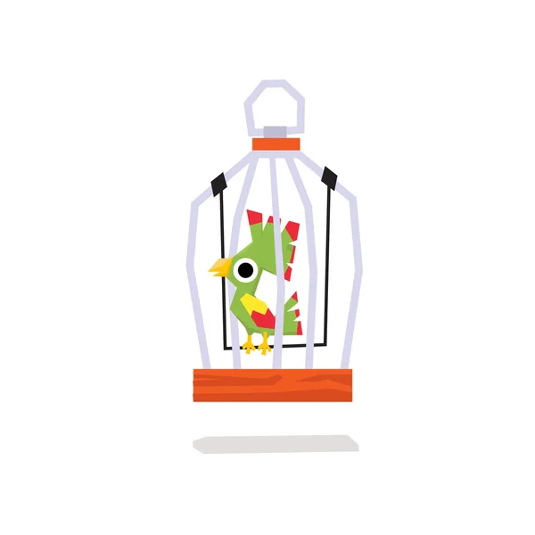 Loros en una jaula. Ilustración vectorial — Vector de stock