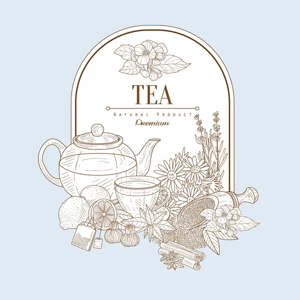お茶、ベクトル イラスト バナー — ストックベクタ