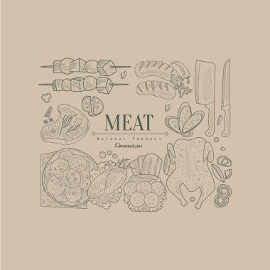 Et, vektör çizim afiş