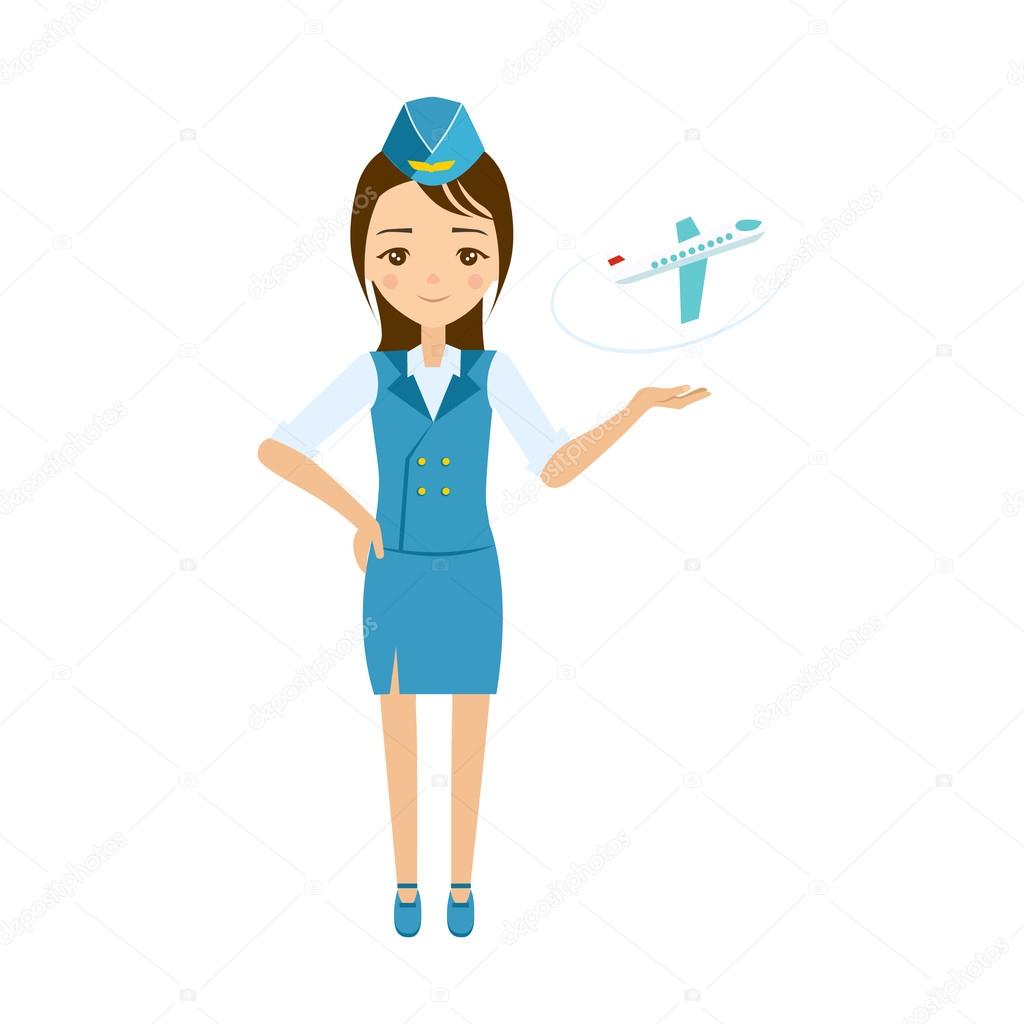 Stewardess Vector Illustration.