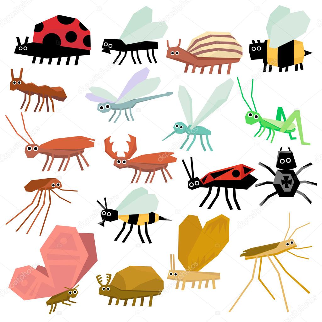Insects. Flat Vector Illustration Set