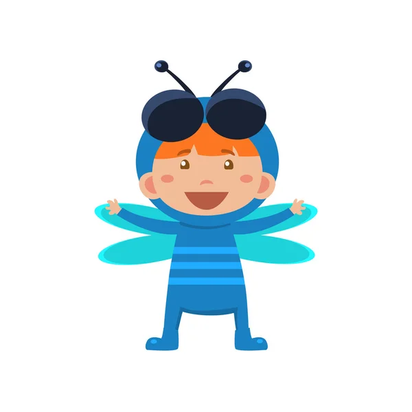 Child Wearing Costume of Fly. — Stock Vector