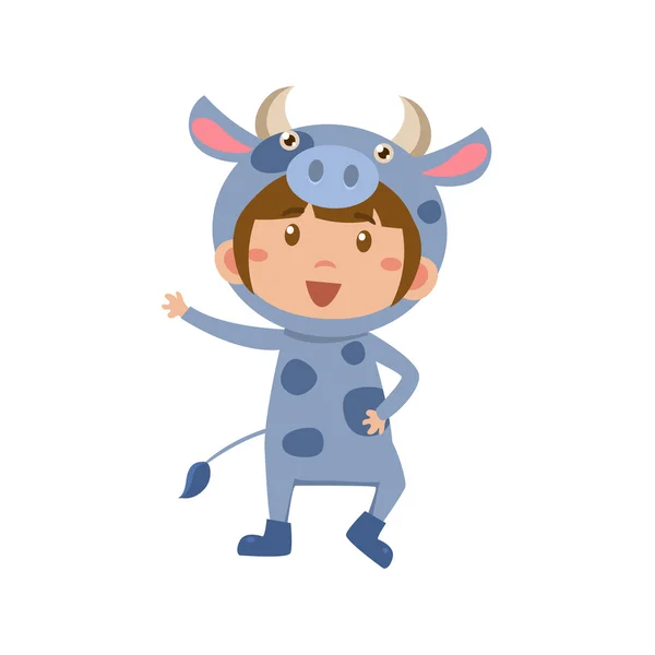 Child Wearing Costume of Cow. — Stock Vector