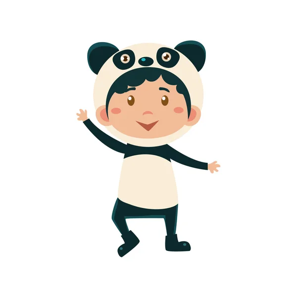 Dziecko na sobie kostium Panda. — Wektor stockowy