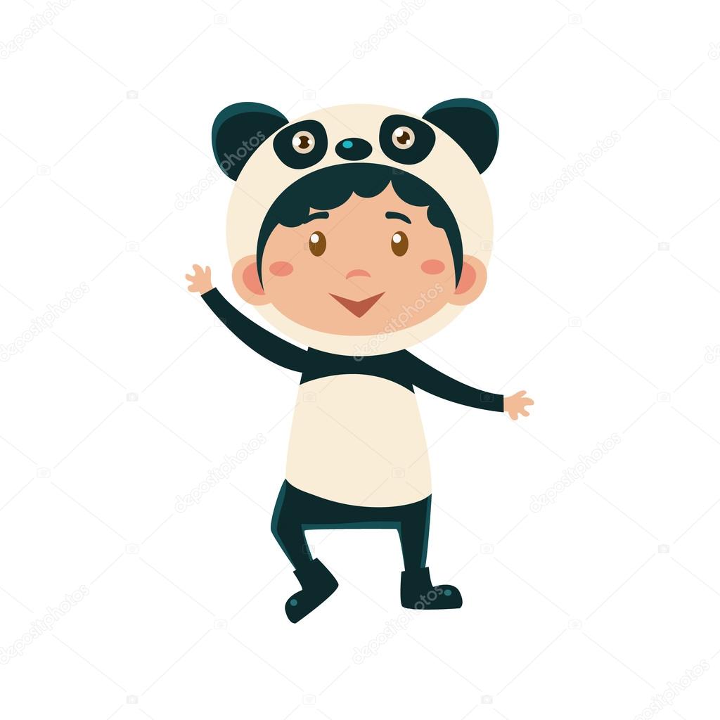 Child Wearing Costume of Panda.