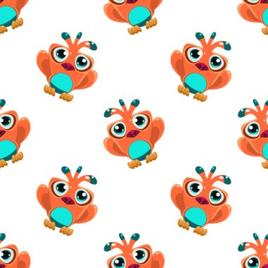 Sevimli kırmızı Amerika papağanı Seamless Modeli