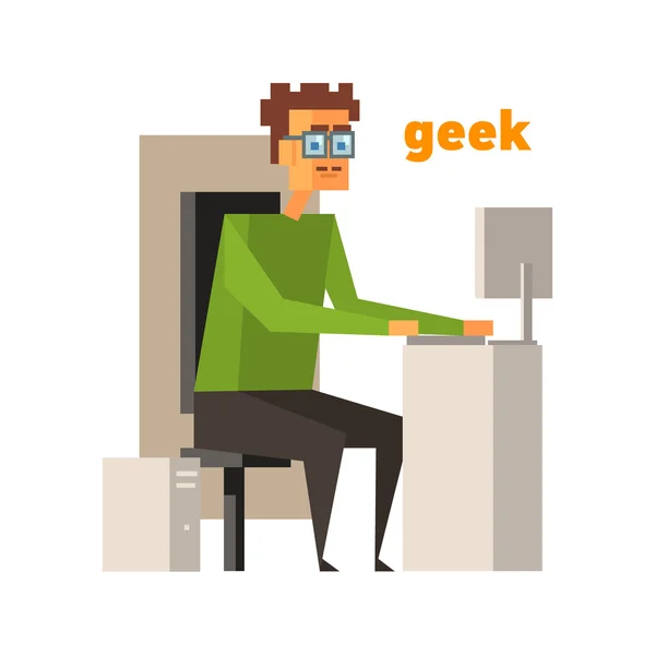 Computer Geek Abstract Figure — Stock Vector
