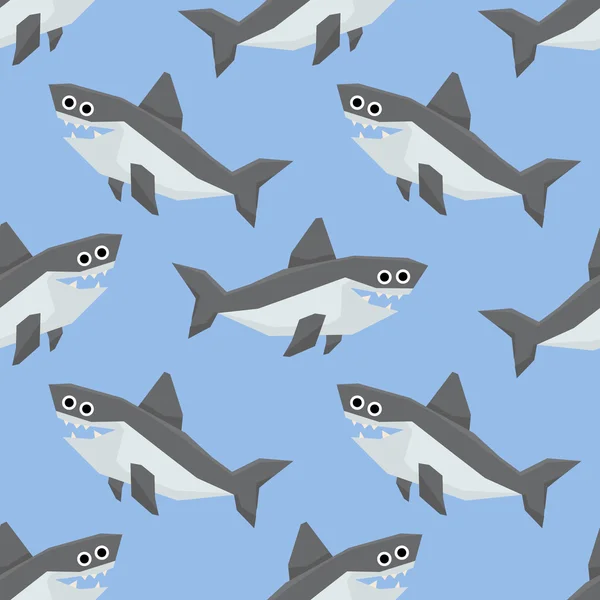 Tubarões bonitos padrão sem costura — Vetor de Stock