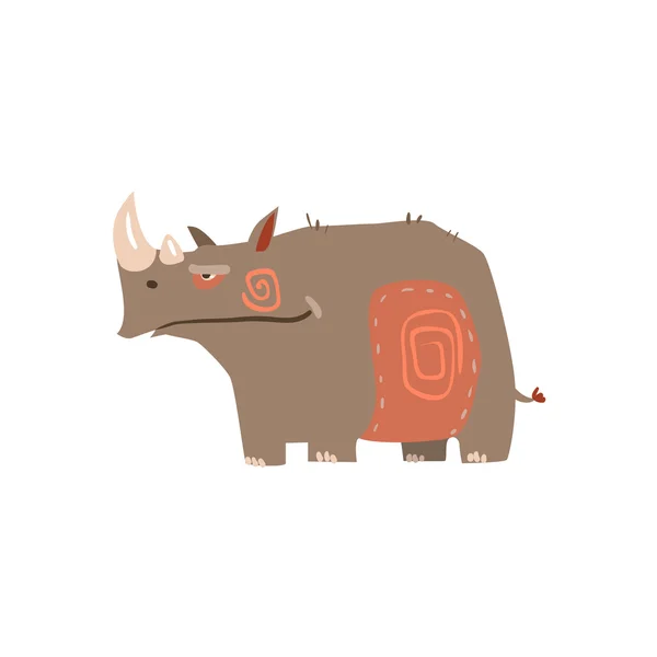 Rino Standing Flat Cartoon Stylized — стоковый вектор