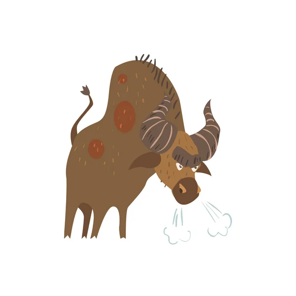 Desenhos animados de pé Bull plana estilizado —  Vetores de Stock