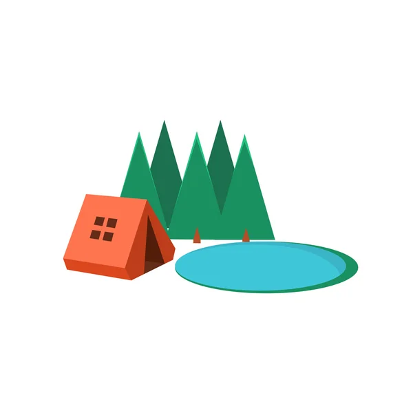 森でのキャンプ。ベクトル図 — ストックベクタ