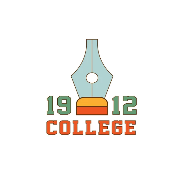 Colegio pluma y texto logotipo — Archivo Imágenes Vectoriales