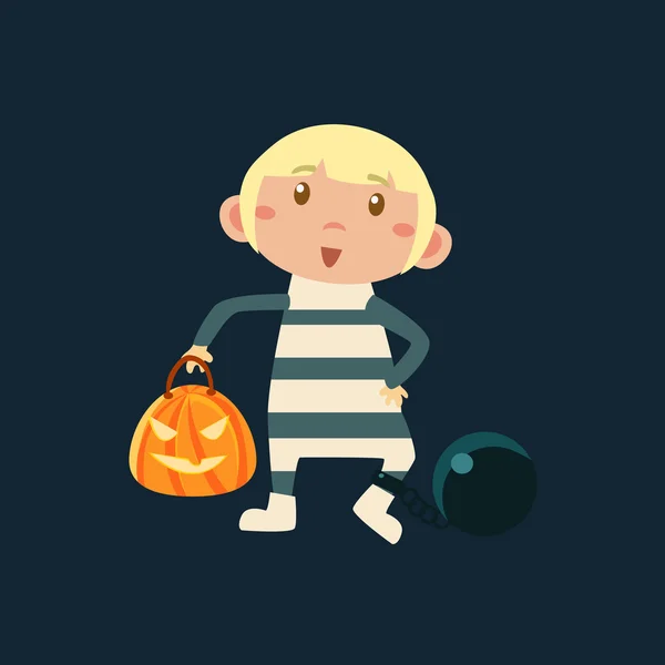 Boy In Convict Irons  Haloween Disguise — Stock Vector